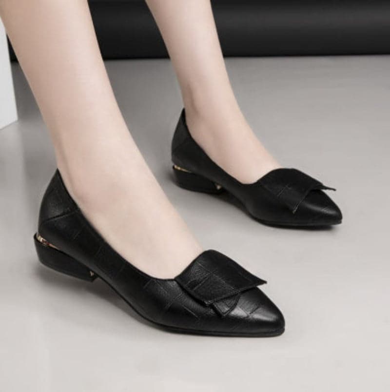 Doamnelor Designer Pointed Toe Pantofi cu tocuri joase pentru femei din piele(De asemenea, potrivit pentru picioare late)